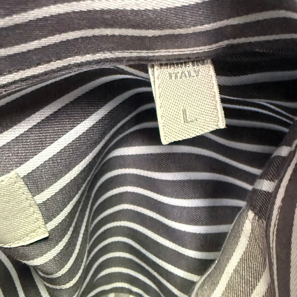Ermenegildo Zegna Button Down Mens Large Grey Striped Long Sleeve Cotton Shirt - Picture 4 of 9